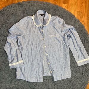 Brooks Brothers Blue Pajama Top White Trim Size M